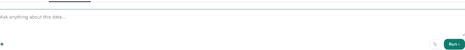 The ask box in the AI Analysis tab, with a Run button and an attach clip