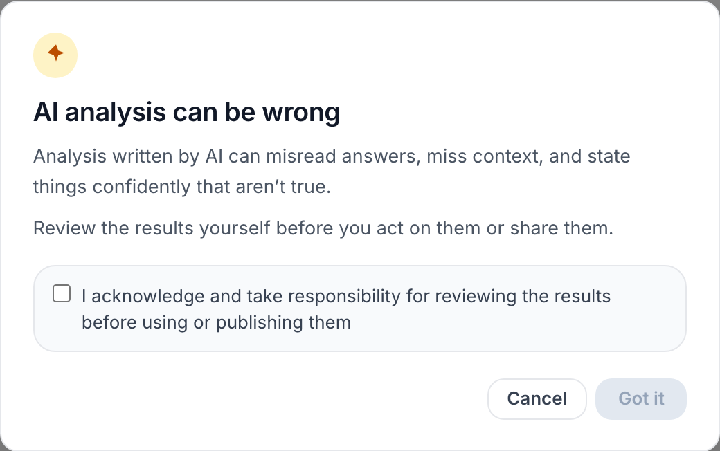 The dialog asking permission before student answers are sent to the AI