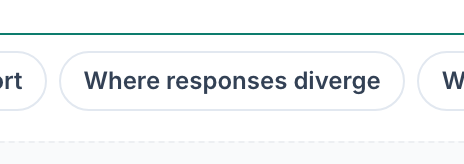 The common-task presets: per-respondent report, where responses diverge, who to follow up with, summary for stakeholders