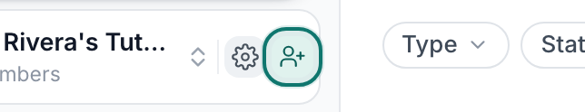 The person-plus invite button beside the workspace name in the Drive rail