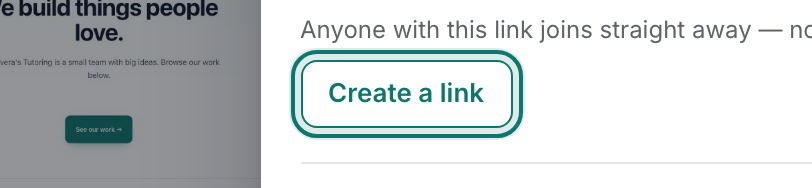 The Create a link button under the Share a link heading