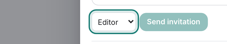 The role selector set to Editor, beside the Send invitation button