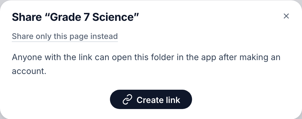 Share Grade 7 Science: Share only this page instead, who can open the link, and Create link