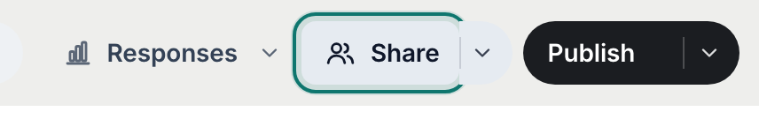 The Share button in the top bar, beside Publish