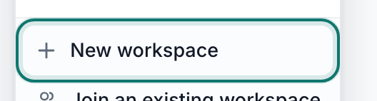 New workspace, pinned at the foot of the open workspace switcher
