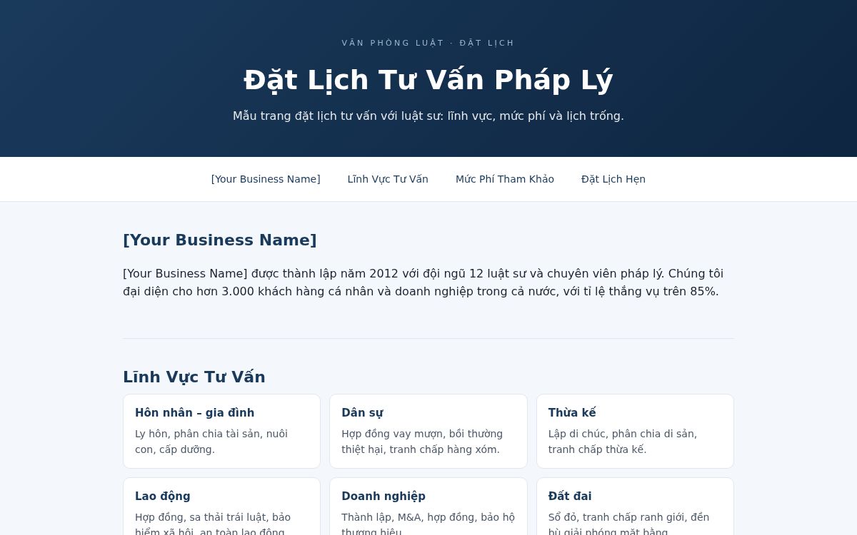 Ảnh chụp mẫu Đặt Lịch Tư Vấn Pháp Lý