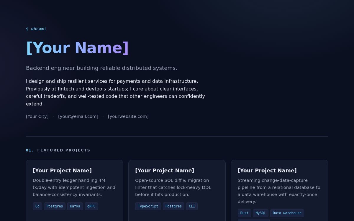 Screenshot of the Developer Portfolio template