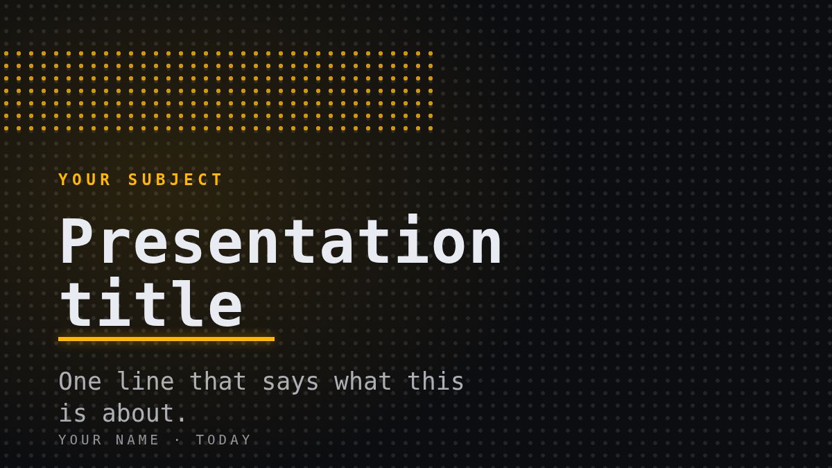 Screenshot of the Dot Board template