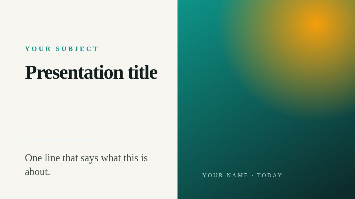 Screenshot of the Feature Split template