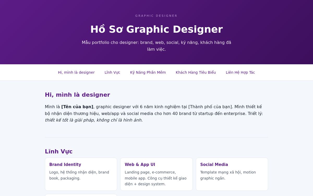 Ảnh chụp mẫu Hồ Sơ Graphic Designer