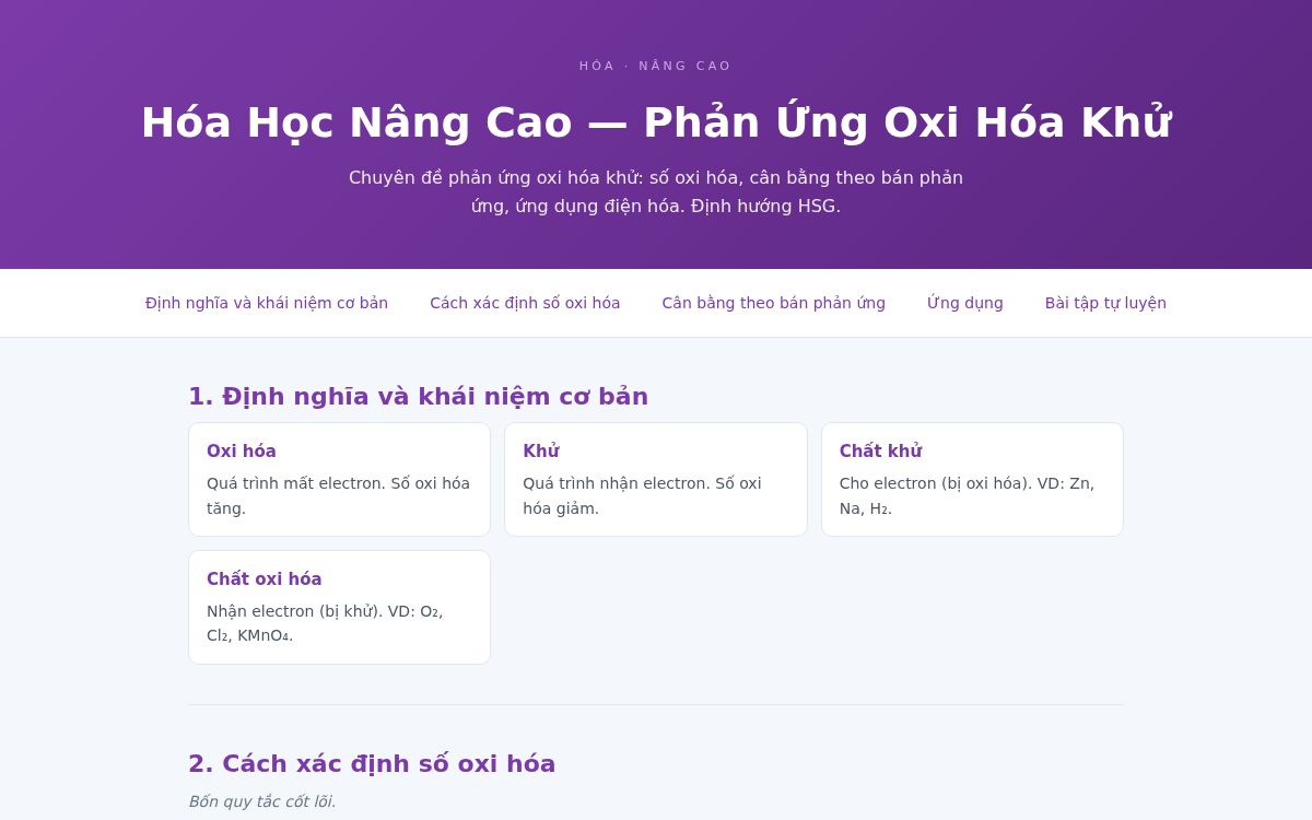 Ảnh chụp mẫu Hóa Học Nâng Cao — Phản Ứng Oxi Hóa Khử