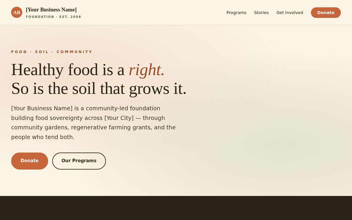 Screenshot of the Nonprofit & Charity template
