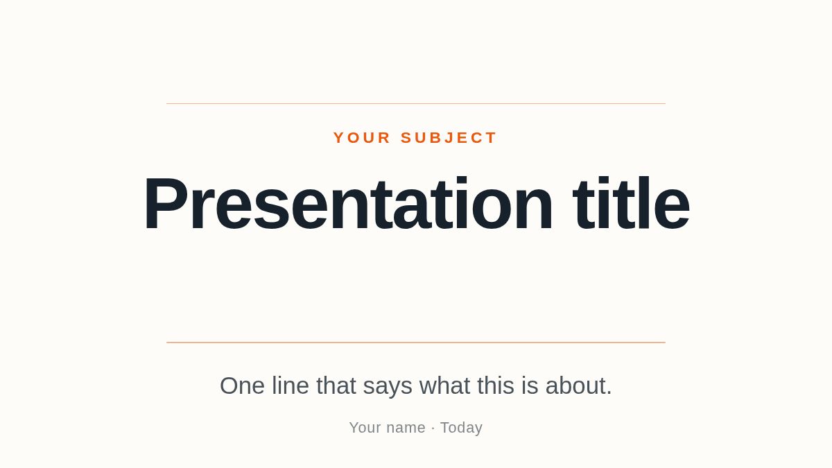 Screenshot of the One-Page Pitch template
